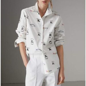 Burberry White Logo Print Shirt